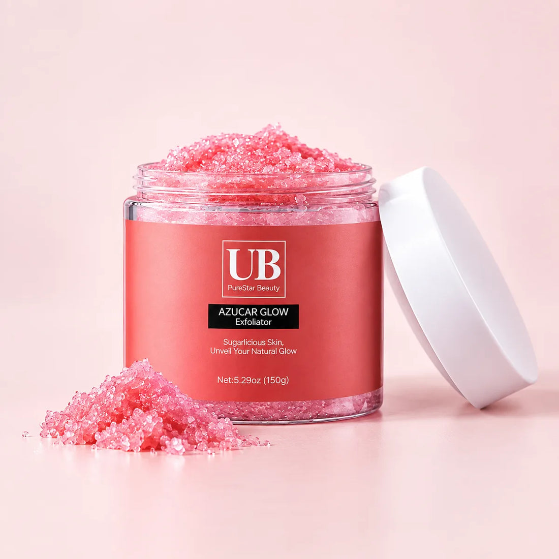 Exfoliante Azúcar Glow abierto con cristales de azúcar