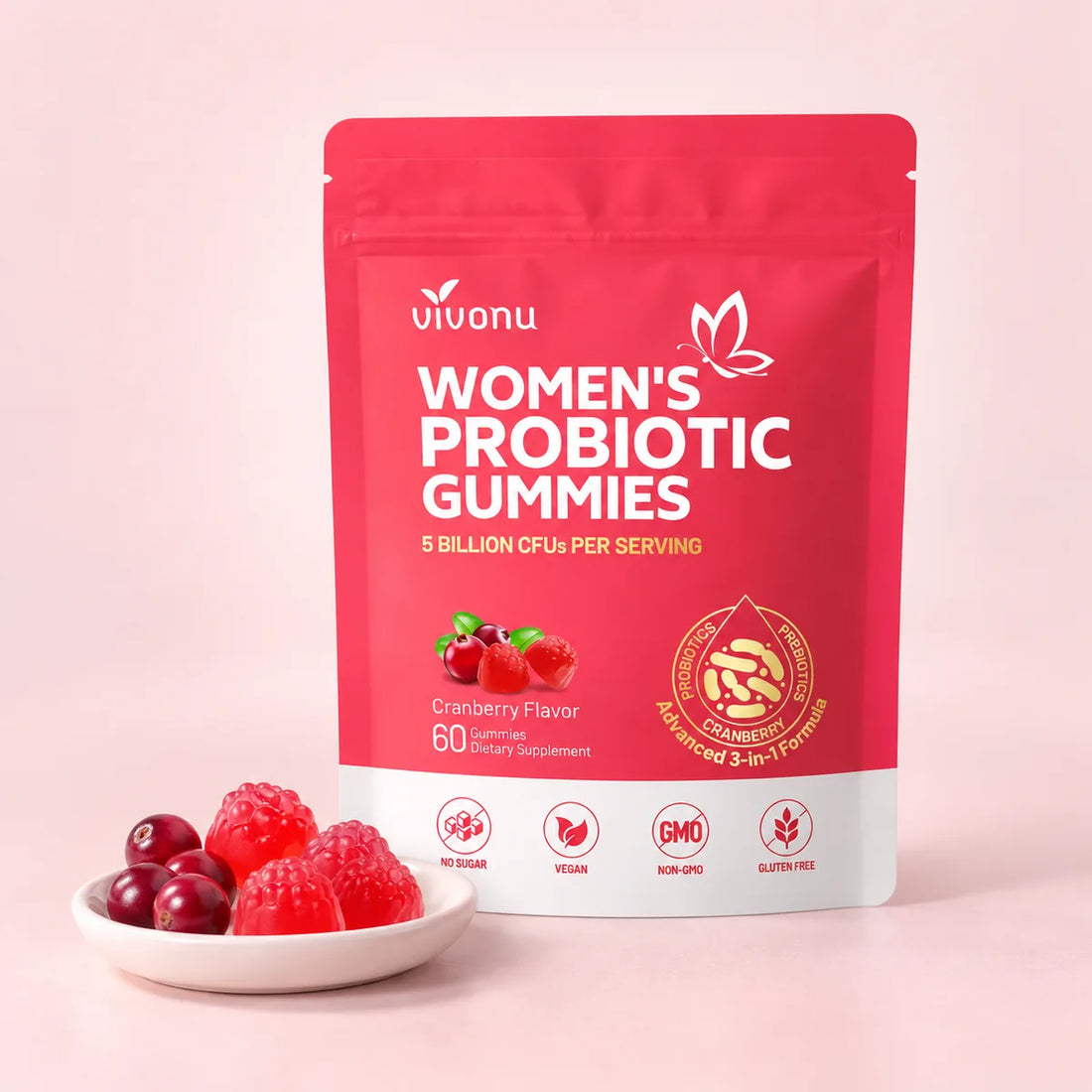 Gomitas probióticas de arándano con arándanos frescos