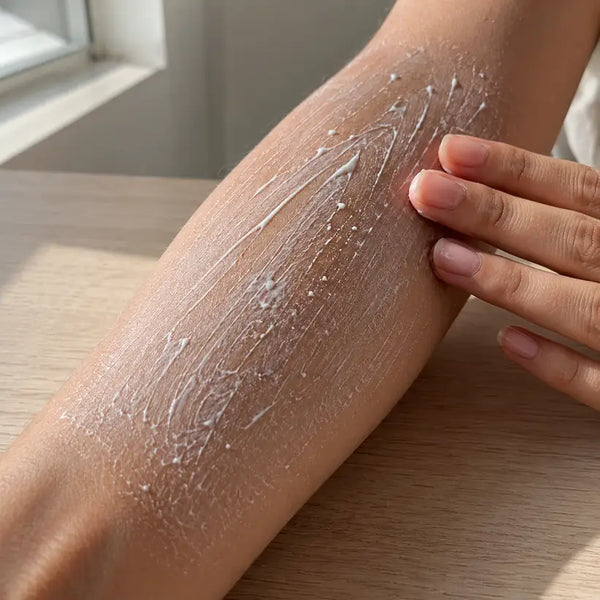 Te pones crema sobre piel áspera y se queda encima, sin absorber.