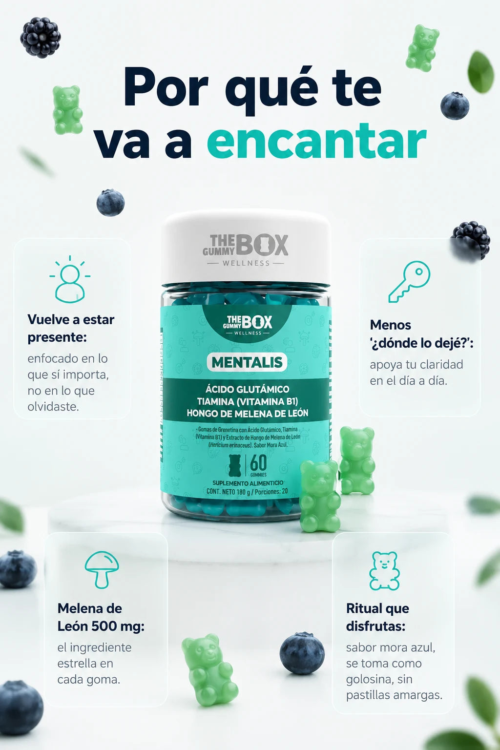 Beneficios de MENTALIS: apoya la claridad, el foco y la energia mental