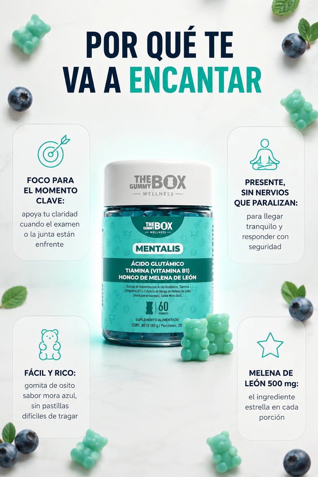 Beneficios de MENTALIS: apoya la claridad, el foco y la energia mental