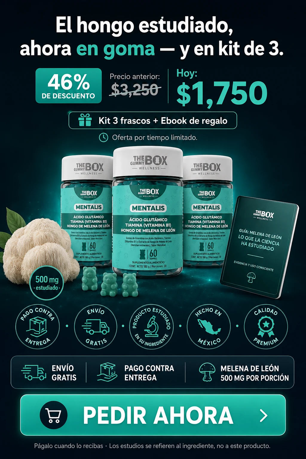 Oferta kit 3 frascos MENTALIS $1,750 - pedir ahora, pago contra entrega