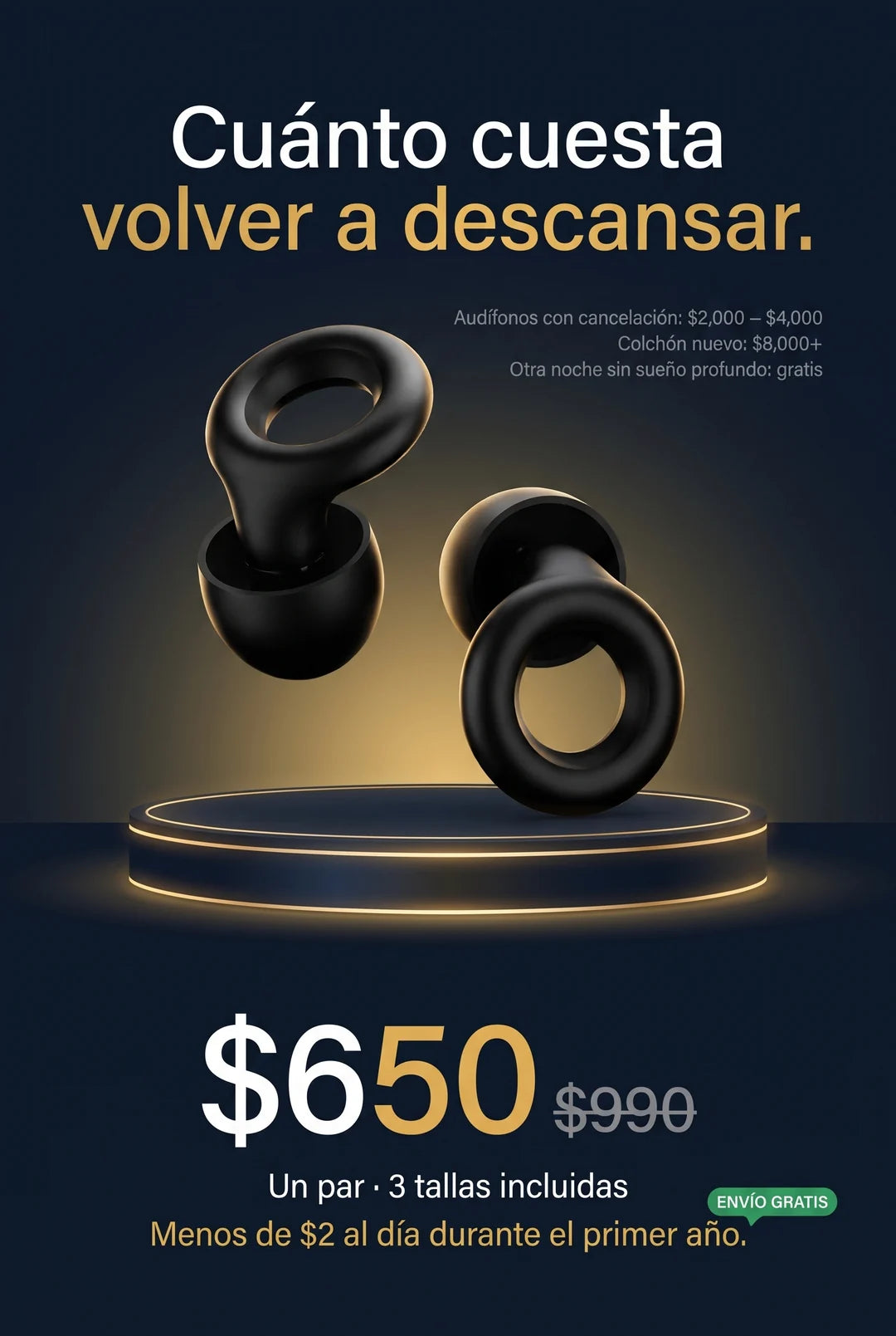 Tapones QUIES $650 un par con 3 tallas incluidas - envio gratis